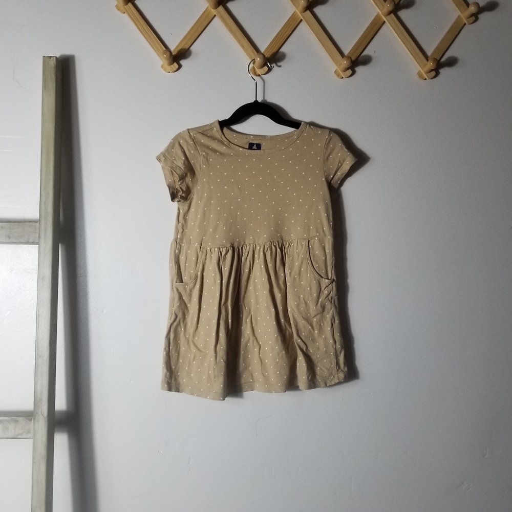 GAP TODDLER GIRL'S TAN AND WHITE POLKA DOT DRESS SIZE 4